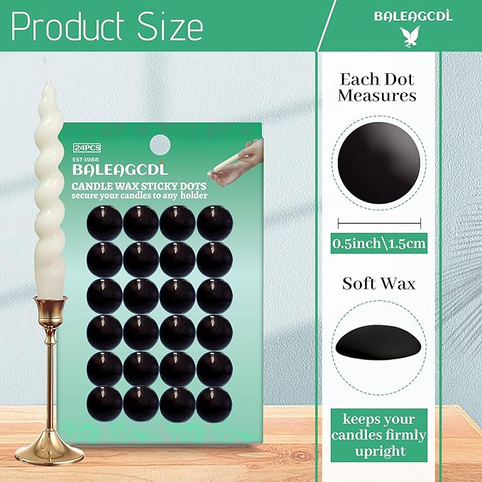 Candle Sticky Dots - Black Wax Dots Candle Adapter Soft Wax Accessories - Adhesive (1 Pack,24 Dots)