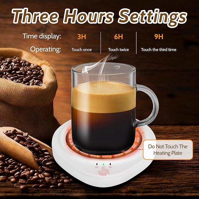 Candle Warmer with Timer, Coffee Mug Warmers for Large Jar,Safely Releases Scents Without a Flame, Melt The Candle Quickly, Enjoy Your Warm Coffee Tea. Gifts for Festival Birthday Women Men Mom Dad