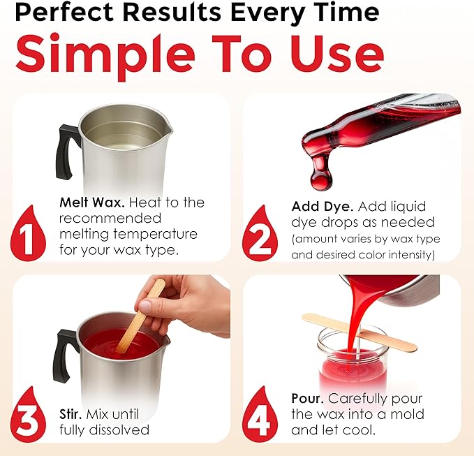 Red Liquid Candle Dye (.5 oz) - Made in the USA - Safe and Easy to Use - Pure and Simple Ingredients - Candle Making Supplies for Soy, Paraffin, Palm or Gel Wax - 10 Vibrant Colors to Choose from