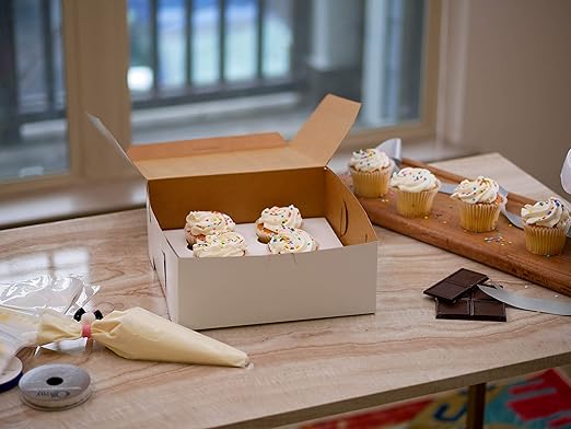 SCT White One-Piece Non-Window Bakery Boxes, 14 x 14 x 6, White, Paper, 50/Carton
