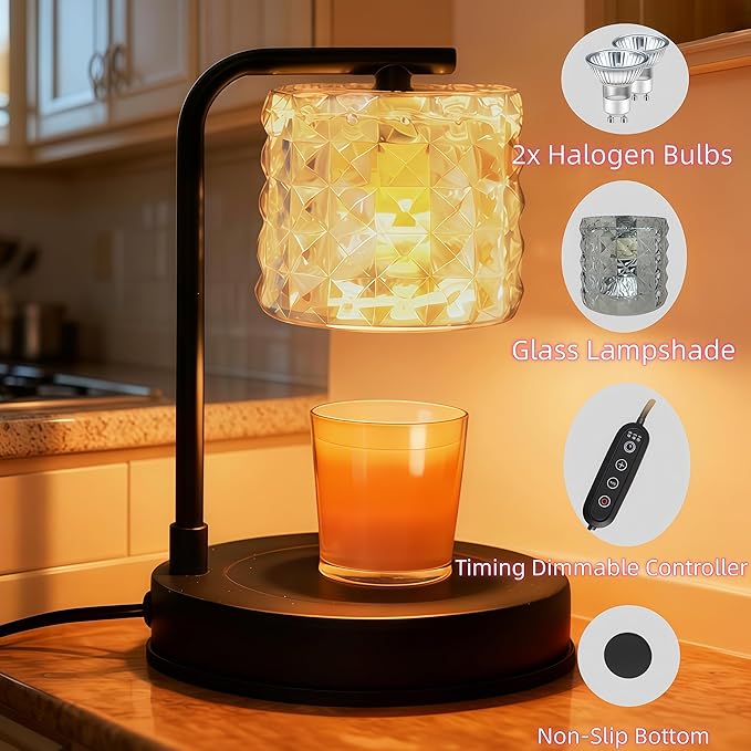 ZOOUS Candle Warmer Lamp with Timer Dimmer, 4 Brightness Wax Warmer for Jar Candles, Spring Home Decor, Easter Mother's Day,Birthday Gifts for Women Mom, House Warming, Includes 2 Bulbs
