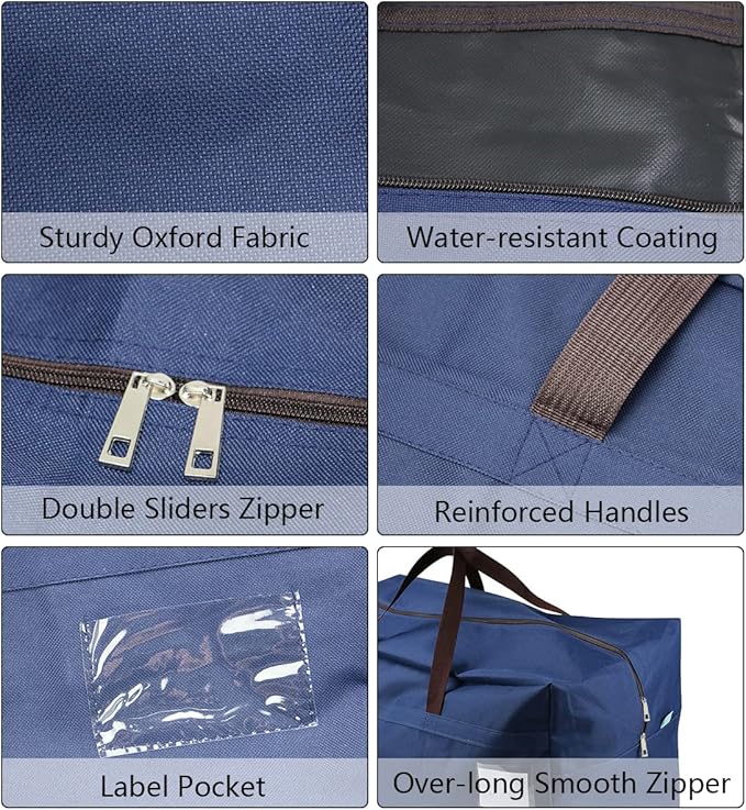 iwill CREATE PRO Pack of 2 100L Large Size Bedroom Wardrobe Clothes Bedding Storage Bags with Carry Handles, Water-resistant, Organizer Bags for RV Travel, Moving House Bags, Blue