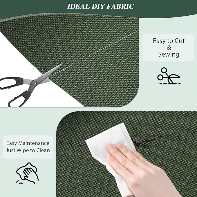 ANMINY 100% Waterproof Outdoor Fabric by The Yard, 58" W 600D Marine Canvas Fabric with PVC Backing, Ripstop Upholstery Material for Furniture Boat Covers Tent Awning, 1 Yard Army Green