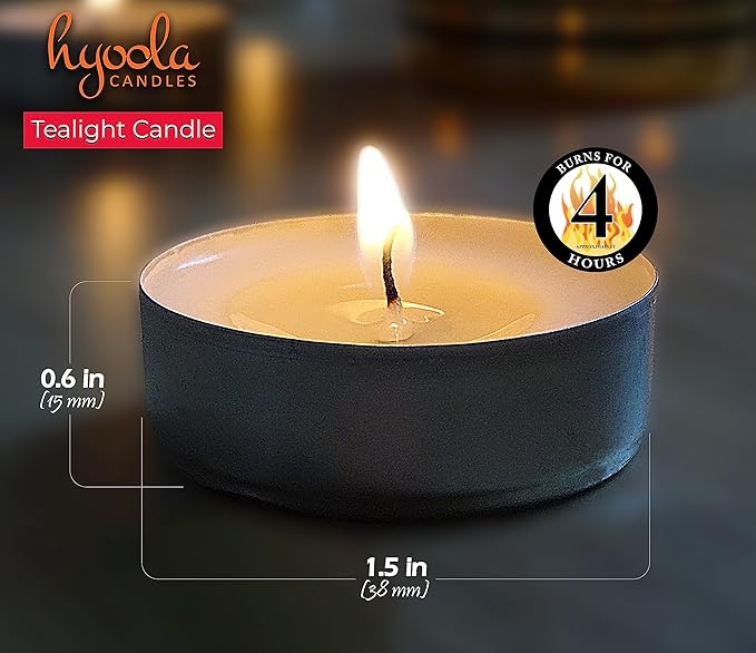 Hyoola Tea Lights Candles - 200 Bulk Candles Pack - Tea Lights - European Made Tealight Candles
