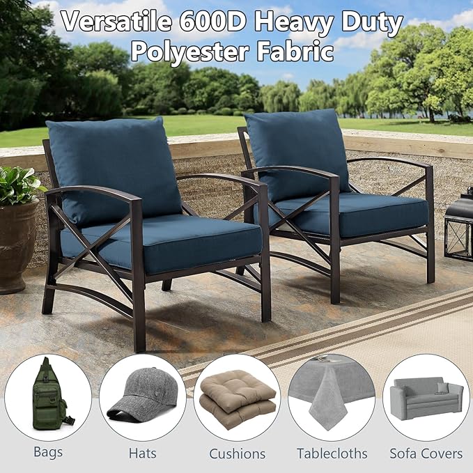 Waterproof Canvas Fabric by The Yard, 58inch 600D Upholstery Fabric Polyester Material Outdoor Water Resistant Material for Sewing Chair Patio Cushion Bag Sofa Seat Repair, 5 Yard Navy Blue