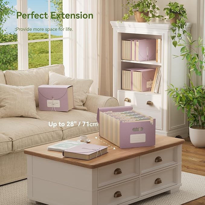 EcoStash Accordion File Organizer, 26 Pockets Wheat Straw Expanding File Folder, Monthly Bill Receipt Organizer, A-Z Tabs, 100% BPA Free, Return to Nature, Healthy Living-Lavender Purple