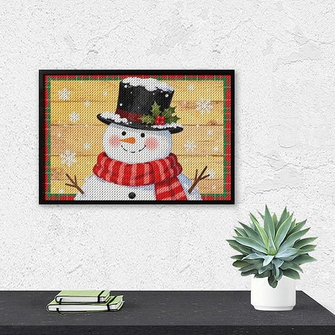 AIVKIEJK Diamond Painting Kits for Adults - Festive Snowman Red Scarf Painting DIY 5D Full Drill Diamond Dots Paintings with Diamonds Gem Art and Crafts Home Decor 8"x12"