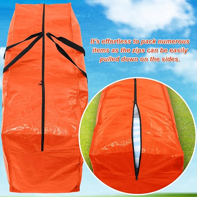 4 Pcs 66 Gallon Extra Large Moving Bags Heavy Duty Storage Bag with Strong Zipper Handle Foldable XXL Jumbo Storage Tote Packing Moving Box for College Dorm Travel Cloth Duffle (Orange)