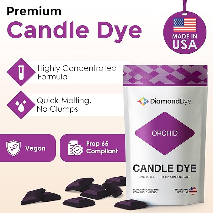 Orchid Candle Dye - Made in The USA - Premium Colorants - Highly Concentrated - Popular Colors for Paraffin or Soy Wax - Great for Professionals or Hobbyist - 50 Dye Chips