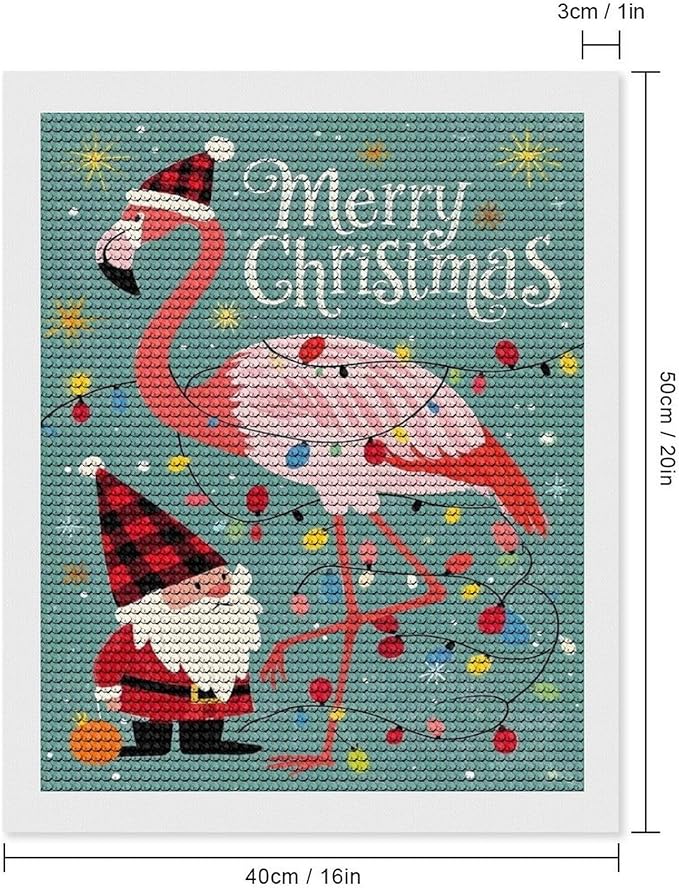 AIVKIEJK Diamond Painting Kits for Adults - Festive Flamingo Christmas Santa Hat Painting DIY 5D Full Drill Diamond Dots Paintings with Diamonds Gem Art and Crafts Home Decor 16"x20"