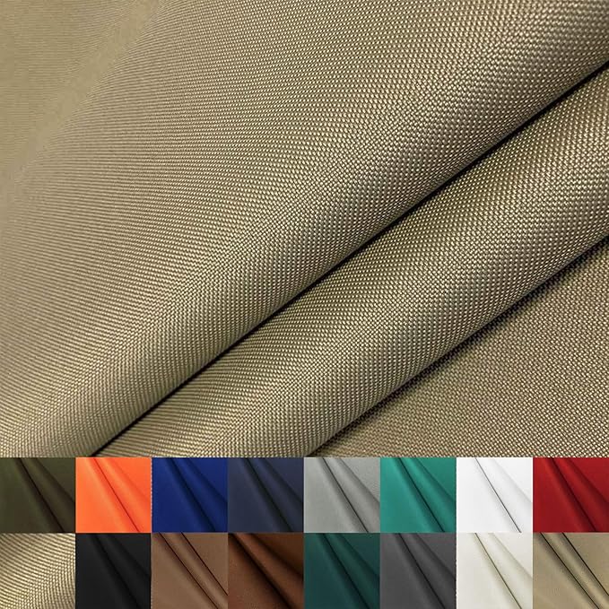 Foreate Waterproof Canvas Fabric by The Yard 600D Upholstery Fabric for Chairs 58" Wide Indoor Outdoor Water Resistant Canvas Polyester Material Sewing DIY Cloth, 15 Yards Khaki