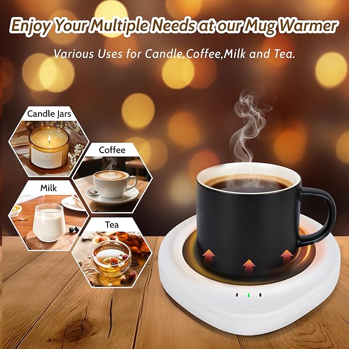 Candle Warmer with Timer, Coffee Mug Warmers for Large Jar,Safely Releases Scents Without a Flame, Melt The Candle Quickly, Enjoy Your Warm Coffee Tea. Gifts for Festival Birthday Women Men Mom Dad