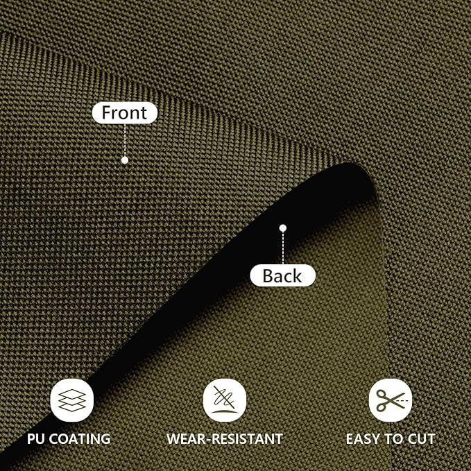 Waterproof Canvas Fabric by The Yard 58inch 600D Upholstery Material Polyester Fabric Outdoor Water Resistant Fabric for Sewing Chair Patio Cushion Purse Bag Interior, Pre Cut 1 Yard Army Green