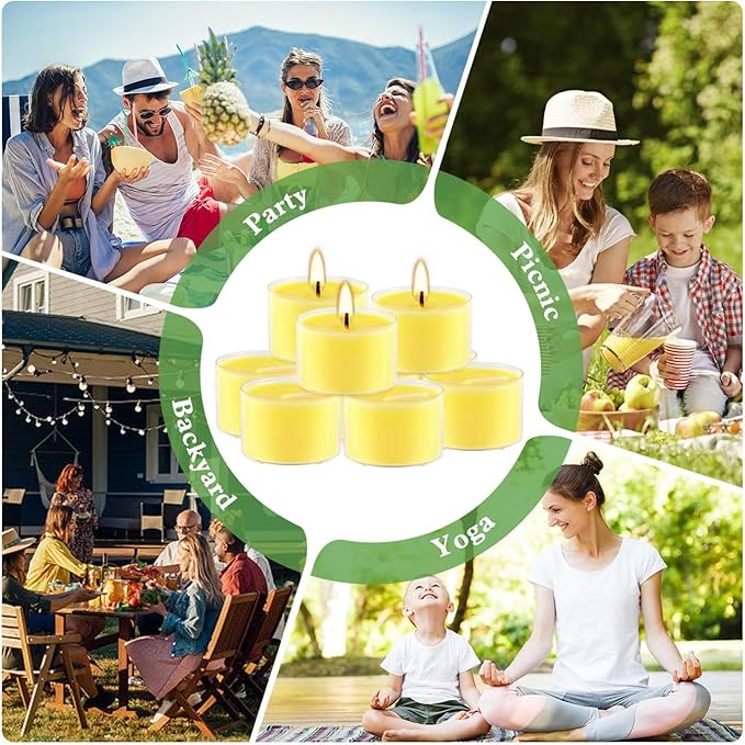 8-Hour 100 Pack Citronella Tealight Candles, Outdoor and Indoor Summer Scented Candle,Natural Soy Wax Candle for Home Patio Garden Yard Balcony,BBQ Birthday Emergency