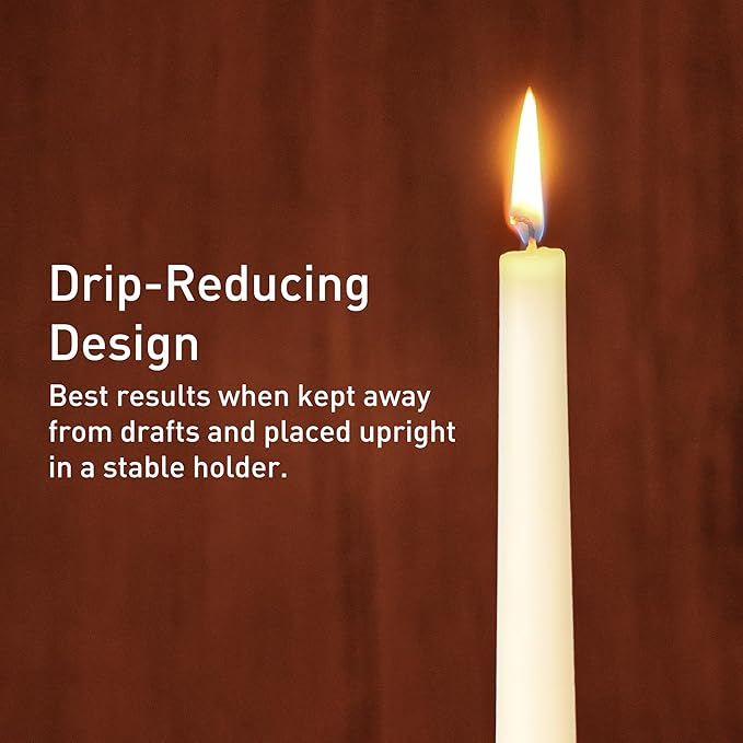 Viyffo Taper Candles, 12 Inch, 4 Pack, Ivory – Unscented, Dripless & Smokeless Design, Up to 8-Hour Burn – Tall Candlesticks for Wedding, Dinner & Home Decor
