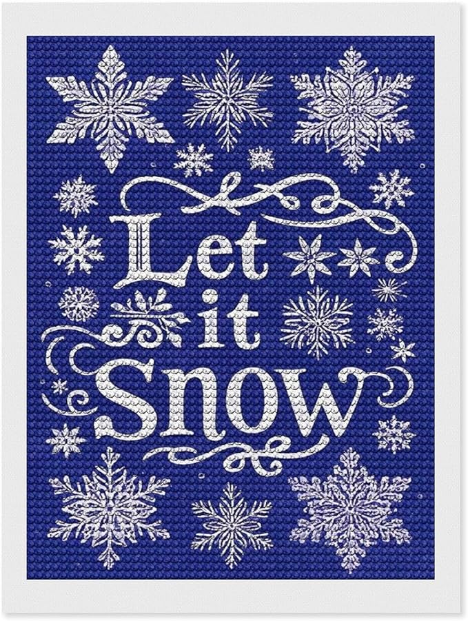 AIVKIEJK Diamond Painting Kits for Adults - Festive Snowflake Christmas Let It Snow Painting DIY 5D Full Drill Diamond Dots Paintings with Diamonds Gem Art and Crafts Home Decor 12"x16"