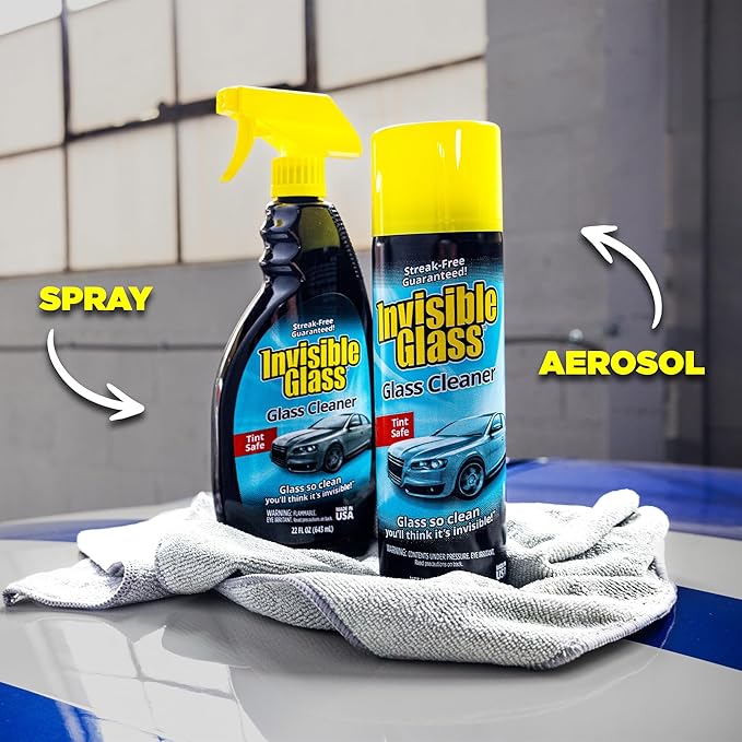 Invisible Glass 91164-4PK Premium Aerosol Glass Cleaner Spray for Car Windshields and Windows, Automotive and Home Window Cleaner, Streak-Free, Ammonia-Free, Tint-Safe – 19 oz (Pack of 4)