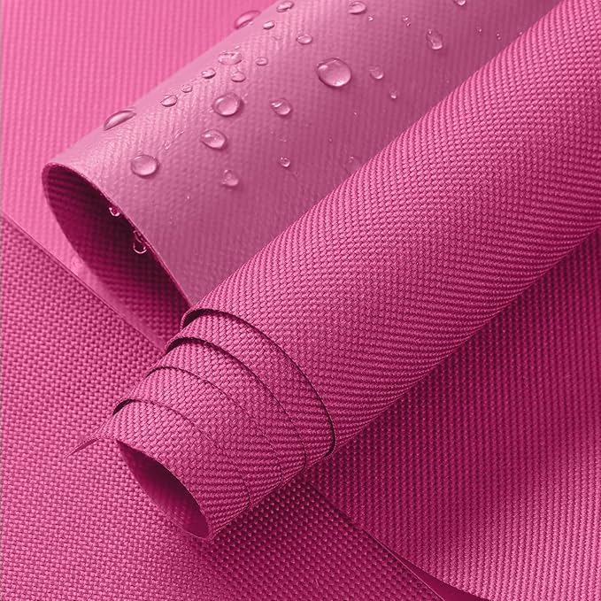 ANMINY 100% Waterproof Outdoor Fabric 5 Yards, 58" W 600D Marine Canvas Fabric with PVC Backing, Ripstop Upholstery Material by The Yard for Furniture Boat Covers Tent Awning, Pink