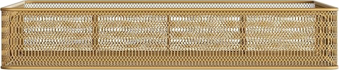 Martha Stewart Ryder Gold Mesh Metal 6 Compartment Large Desk Drawer Organizer for Accessories and Office Supplies
