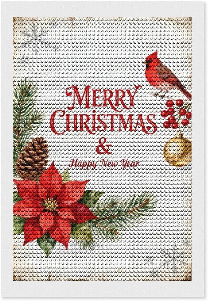 AIVKIEJK Diamond Painting Kits for Adults - Merry Christmas & Happy New Year Painting DIY 5D Full Drill Diamond Dots Paintings with Diamonds Gem Art and Crafts Home Decor 8"x12"