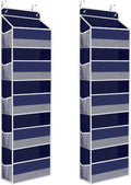 SpaceHacks 2 Pack Over The Door Organizer, Hanging Storage Organizer with Clear Window, 40lb Ultra Sturdy Large Capacity Room Organizer for Pantry Laundry Bathroom Nursery Closet (Grey)
