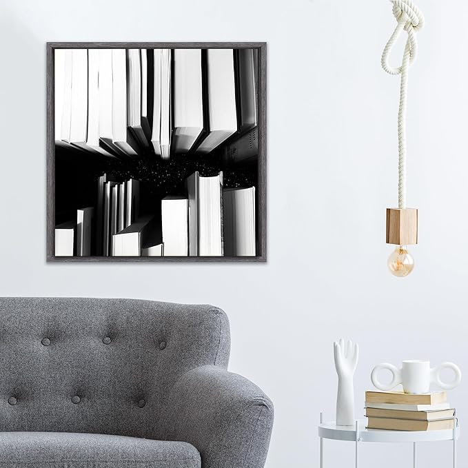Pixy Canvas Floater Frame 40x40 for 3/4 (0.75) inch Deep Canvas Paintings/Canvas Prints/Wood Canvas Panels/Wall Art/Wall Decor/Home Decor/Artwork (Rustic Gray, 40 x 40 inch, Square)