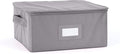 Covermates Dish Storage Box – China & Dinner Plate Storage Container with Dual Zippers, Reinforced Handles, ID Window & Stackable Structured Walls for Dishware Organization, Graphite