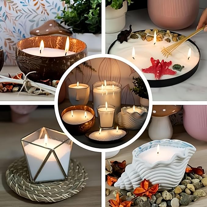 PHYMAT 3.5oz Pearled Candle, 10 Color Candle Sand with 50pcs Wicks, Refillable Sand Candle Wax Kit for DIY Handmade Candles Making, Wedding, Party Decor