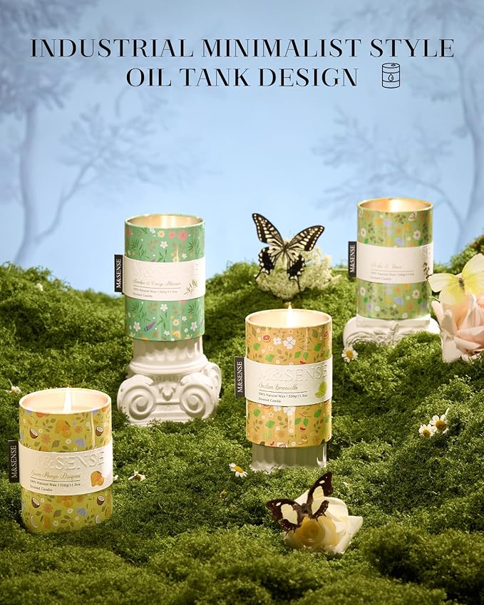 M&SENSE Spring Candle 11.3 oz,Herbs Vines Scented Candle, Non-Toxin Soy Wax for Home Scented, Floral Candles Gift for Women,Up to 70 Hours Burning Long-Lasting Fragrance