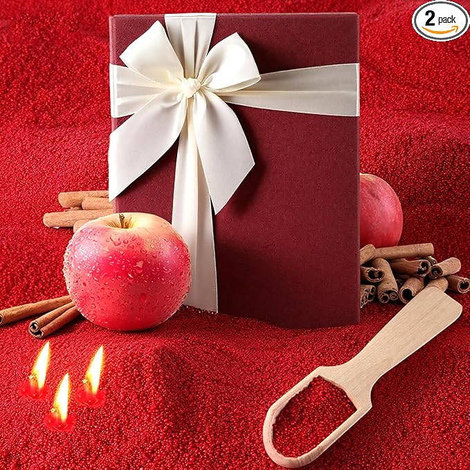 Pearled Scented Candle 2.2 lb Sand Wax Scented Sand Candle Mother's Day Kit for Women Love Gifts with Box 50 Wicks for Mother's Day Wife Couples Mother(Red,Apple Cinnamon Scent)