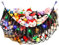 Large Stuffed Animal Hammock with Light Wall Mounted- Squishmallow Hammock Plushies Net Stuff Toy Organizer Boho Macrame Toy Hammock Corner Hanging Net for Nursery Storage Bedroom Playroom Decor-Black