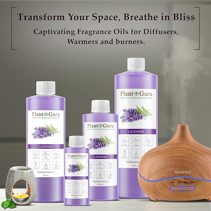 Lavender Fragrance Oil 8 fl. oz. Scented Oil for DIY Soap Making, Candles, Bath Bombs, Body Butters. Used in Aromatherapy Diffusers, Burners and Warmers. Great Addition to Lotions and Creams.