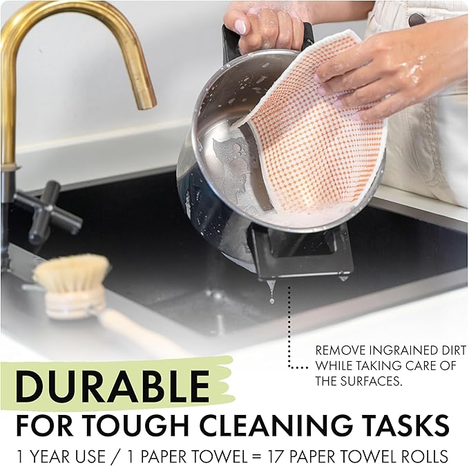 SUPERSCANDI 5 Pack Swedish Dishcloths for Kitchen - 100% Biodegradable & Compostable | Reusable Paper Towels Washable, Food-Safe & Without Plastic - Dish Rags Suitable for Any Surface | Fashion