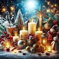Christmas Candle Light Diamond Painting Kits for Adults, 5D Diamond Art Kits for Adults Beginners, DIY Full Round Drill Diamond Dot Painting Gem Art Kits for Adult, Home Wall Decor 13.8x13.8 Inch