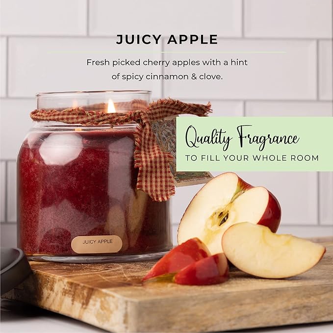 A Cheerful Giver - Juicy Apple - 34oz Papa Scented Candle Jar with Lid - Keepers of the Light - 155 Hours of Burn Time, Gift for Women, Red