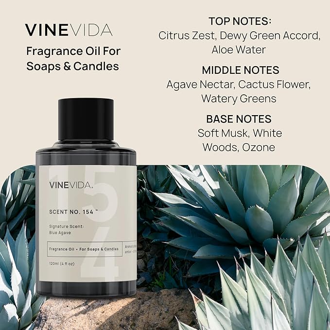 VINEVIDA [4 oz] Blue Agave; Fragrance Oil for Candle Making and Soap Making - Premium Candle Scents for Soy Candles
