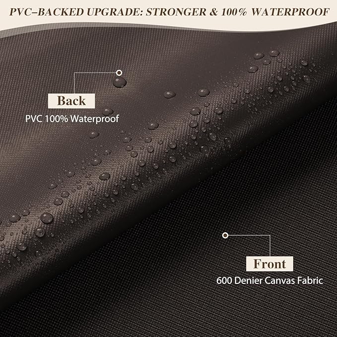 ANMINY 100% Waterproof Outdoor Fabric 5 Yards, 58" W 600D Marine Canvas Fabric with PVC Backing, Ripstop Upholstery Material by The Yard for Furniture Boat Covers Tent Awning, Dark Brown