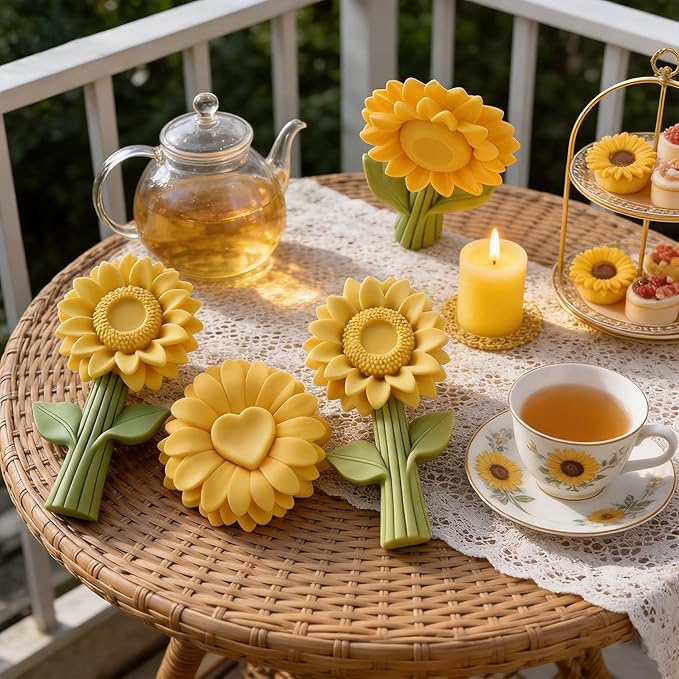 2PCS Sunflower Candle Molds 3D Sunflower Bouquet Mold for Candle Making Mold DIY Handmade Soaps, Candle Gifts,Resin Crafts,Ice Cubes,Chocolate and Home Decorations Valentine's Day Gift