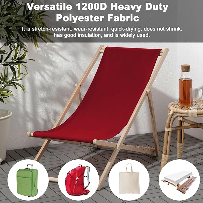 Thickened Waterproof Canvas Fabric by The Yard 1200D 58" W Outdoor Upholstery Material Heavy Duty Fabric Water Resistant Sewing Material for Chair Patio Cushion Purse Bag 3 Yard Red