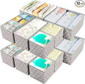 Fabric Drawer Organizer Bins for Nursery – 12 Pack Clothe Drawer Dividers for Baby Dresser, Grey Heart Pattern Storage Boxes for Clothes, Diapers & Accessories