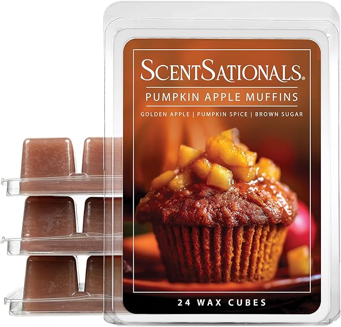 Scentsationals Wax Melts Strong Scent - Pumpkin Apple Muffins - Long Lasting Scented Melts for Warmers, 10oz (24-Cubes)