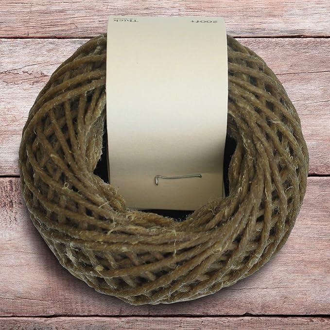 100% Organic Hemp Wick with Natural Beeswax Coating, Twisted Bee (200ft x Thick Diameter)