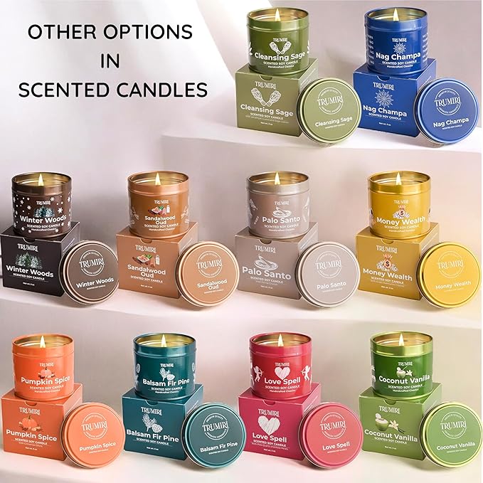 Nag Champa Candle for Home Scented - 5oz Natural Soy Clean Organic Non Toxic - for Aromatherapy Meditation Spiritual Gifts Bathroom Kitchen - Long Lasting Heavily Scented - Velas Aromáticas