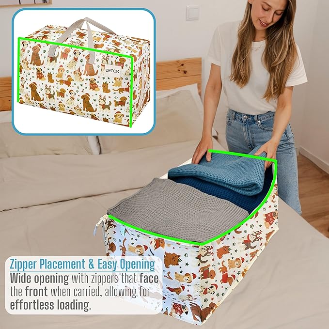 VENO 6 Pack Extra Large Heavy Duty Moving Bags with Wide Opening & Reinforced Handles, Reusable Storage Tote Bags with Strong Zippers for Clothes, College Dorm Essentials & Moving Supplies