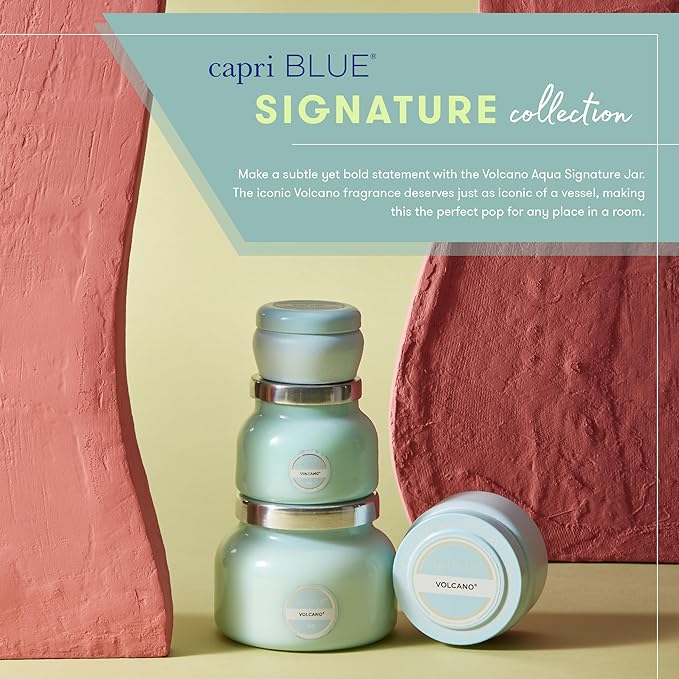 Capri Blue Volcano Scented Candles - Luxury Glass Jar Candles for Home Scented with Tropical Fruit & Sugared Citrus - Soy Wax Blend - Capri Blue Volcano - Aqua Color (8 oz)