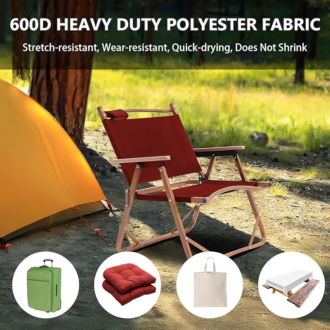 Waterproof Canvas Fabric by The Yard 58inch 600D Upholstery Material Polyester Fabric Outdoor Water Resistant Fabric for Sewing Chair Patio Cushion Purse Bag Interior, 8 Yard Red