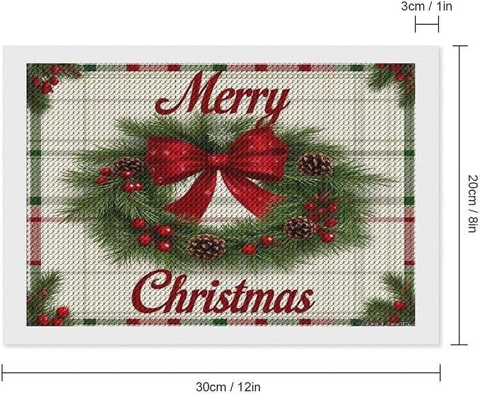 AIVKIEJK Diamond Painting Kits for Adults - Red Bow & Green Leaves Merry Christmas Painting DIY 5D Full Drill Diamond Dots Paintings with Diamonds Gem Art and Crafts Home Decor 8"x12"