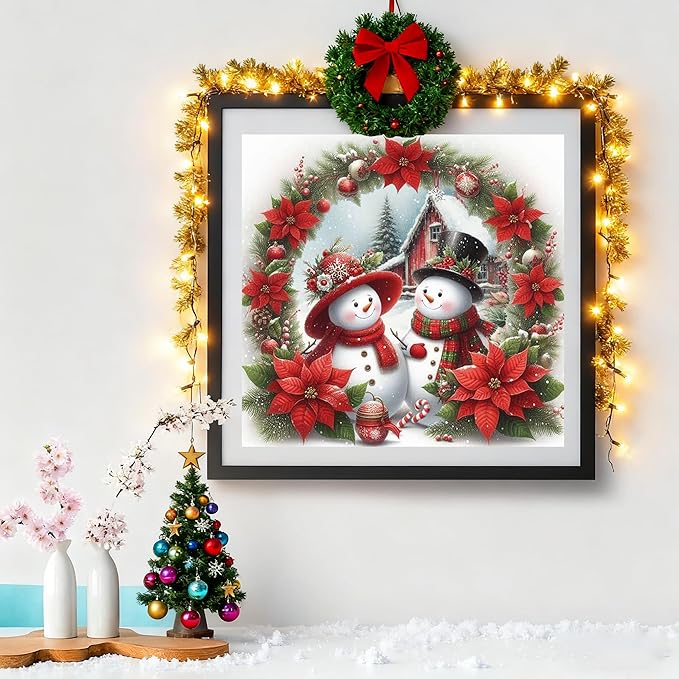 VIGEGU Diamond Art Kits for Adults, Christmas Diamond Painting Kits for Beginners, Christmas Snowman Diamonds Art Painting Kits, 5D Round Full Drill Crafts Kits Home Decor 12x12 Inch
