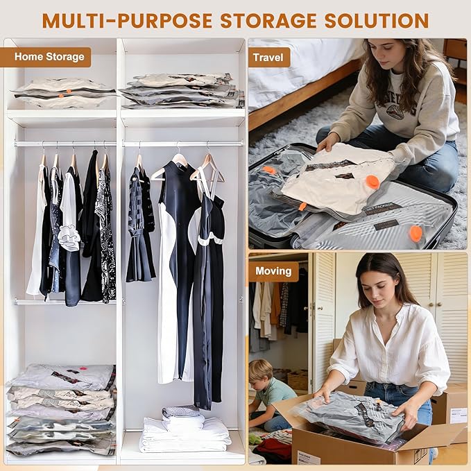 15 Pack Vacuum Storage Bags for Travel with Electric Rechargeable Pump, Vacuum Seal Compression Space Saver Bags for Clothing, Blankets, Bedding, for Travel, Moving & Home Organization (5S,5M,5L)