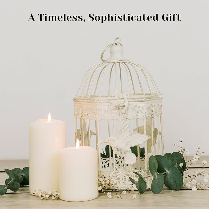 Unscented Pillar Candles - Set of 4 Vanilla Candles - 3x6 Slow Burning Candles for Weddings & Table Centerpieces - Large Pillar Candles, PARNOO
